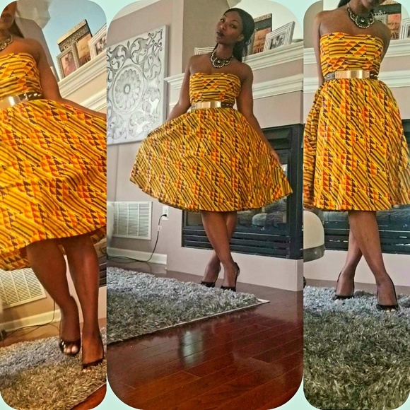 Custom made African strapless dress - Picture 2 of 8